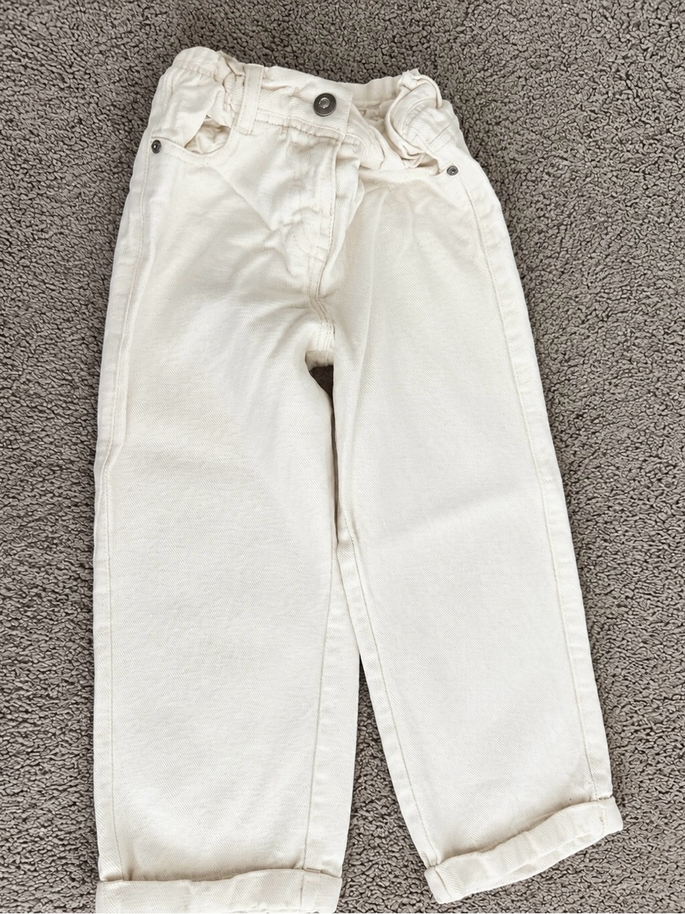 Zara Kids Cream/Tan Straight-Leg Jeans